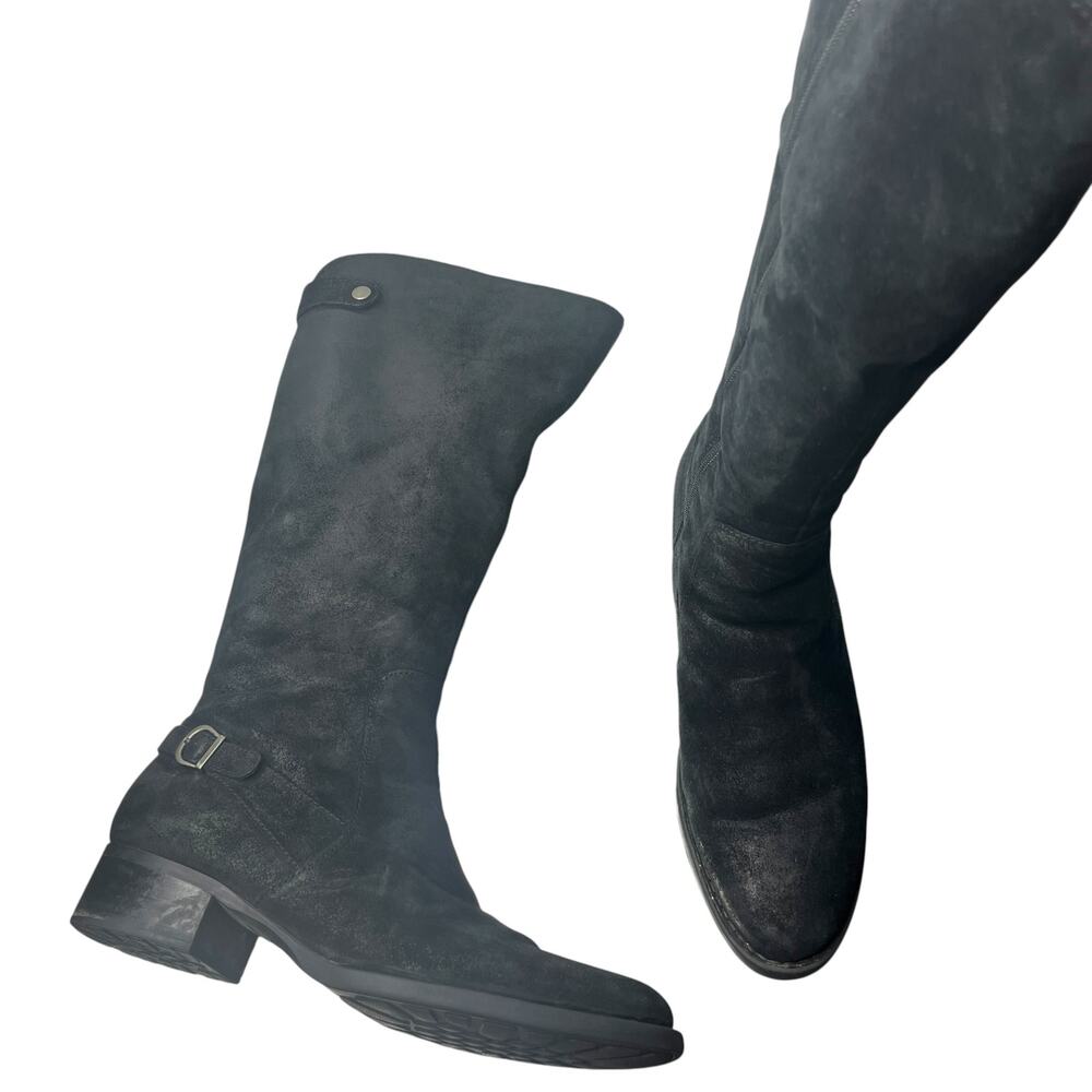 Born Womens Knee-High Boots 12 42 Cupra Black Buckle Suede Leather Plaid Lined